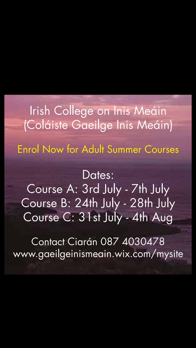 GMeain's tweet photo. @popupgael retweet cúrsaí gaeilge do dhaoine fásta ar Inis meain #ceol #craic #gaeilge https://t.co/wSEkRDAna7