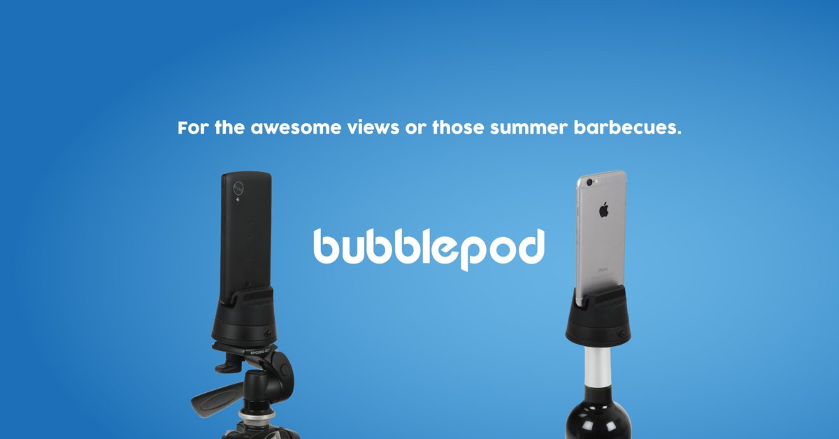BubblePix's tweet photo. Did you know that our Bubblepod has a universal tripod mount in the base? Grab a bottle and pop it on. No hassle. :+1: 🍷 #winelovers https://t.co/oZbGPtaO4A