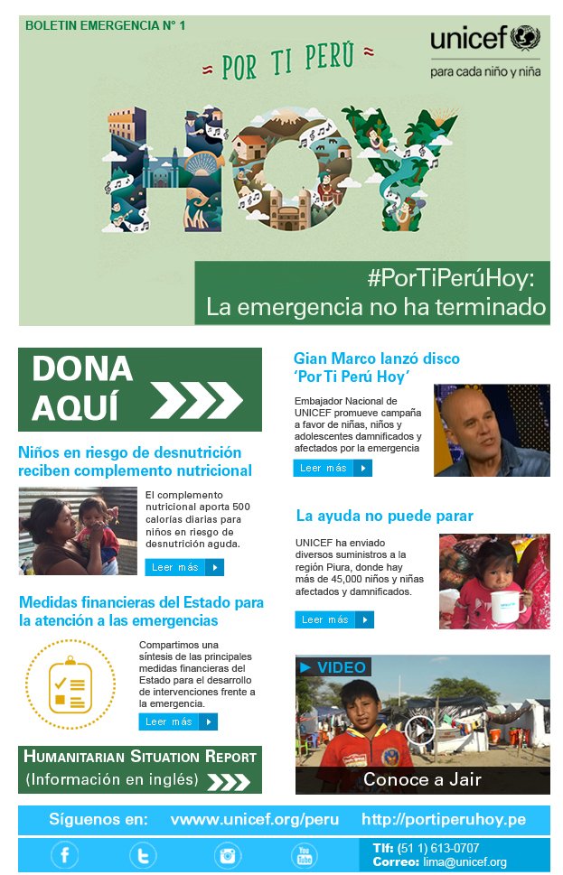 UNICEFperu's tweet photo. La emergencia no ha terminado, miles de niños y niñas continúan afectados tras inundaciones. Entérate: https://t.co/5c3wUOcxTS #PorTiPerúHoy https://t.co/z9myGO8zNU