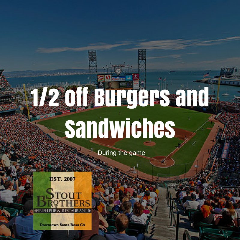 StoutBrothers's tweet photo. Giants V. Mets
Come in and enjoy 1/2 off burgers and sandwiches during the game! https://t.co/qaNJfTmRDG