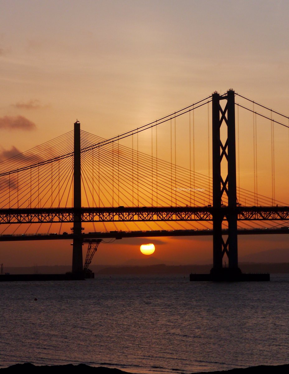 Sunset at twa of the Forth Bridges this evening