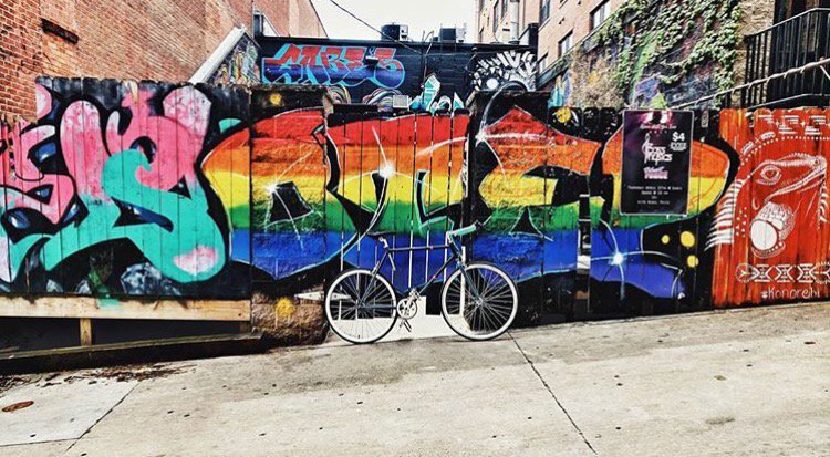 CriticalCycles's tweet photo. Taking in the sites with Iowa native @ch08ris ✨🎨✨ Show us your bike ride finds by tagging us and using the #MyCritical hashtag! https://t.co/v0YIs98hjT