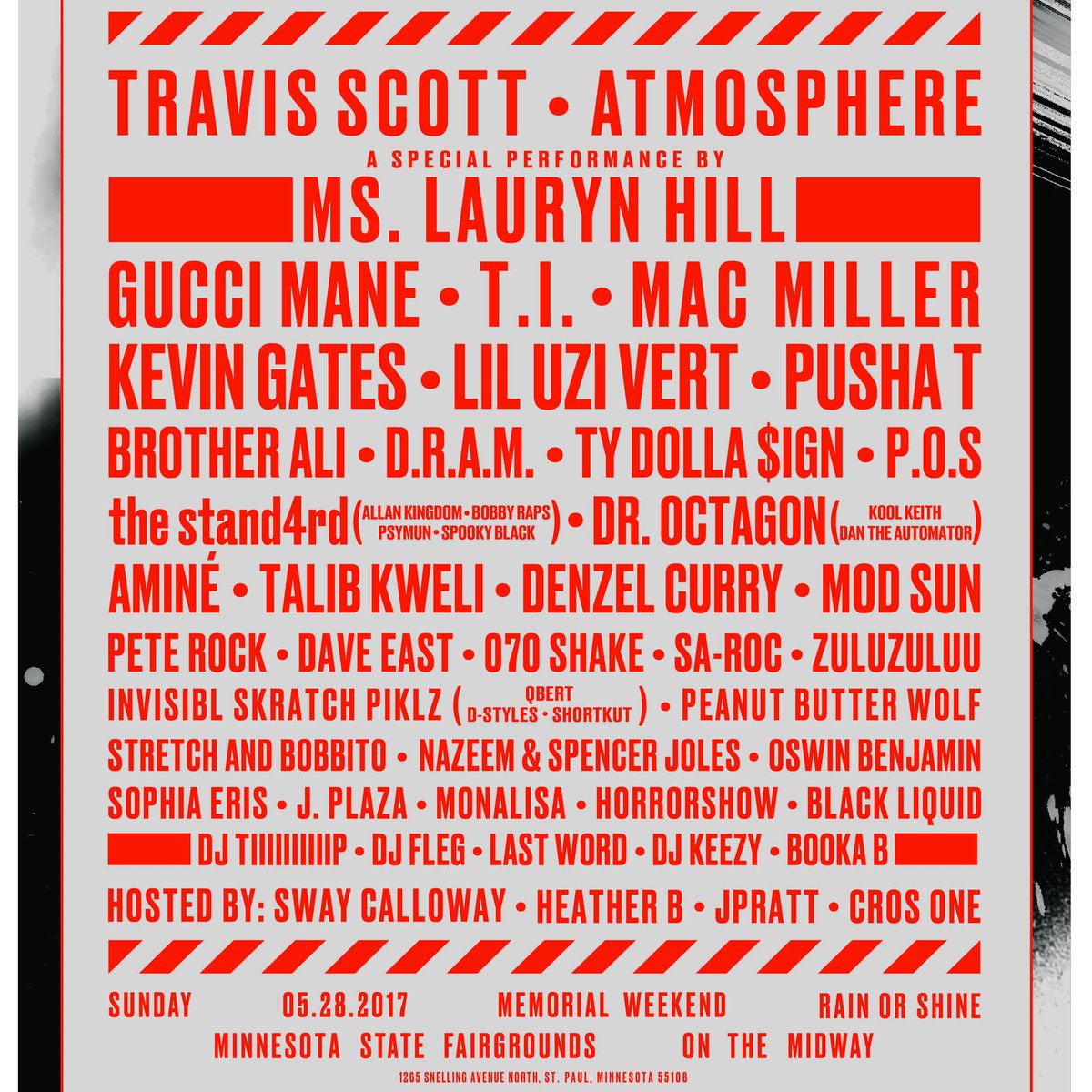 squiretrevor's tweet photo. Get your tickets before they sell out. May 28 #soundset2017 #rhymesayers @rhymesayers @trvisXX @atmosphere https://t.co/X947ImLjLl
