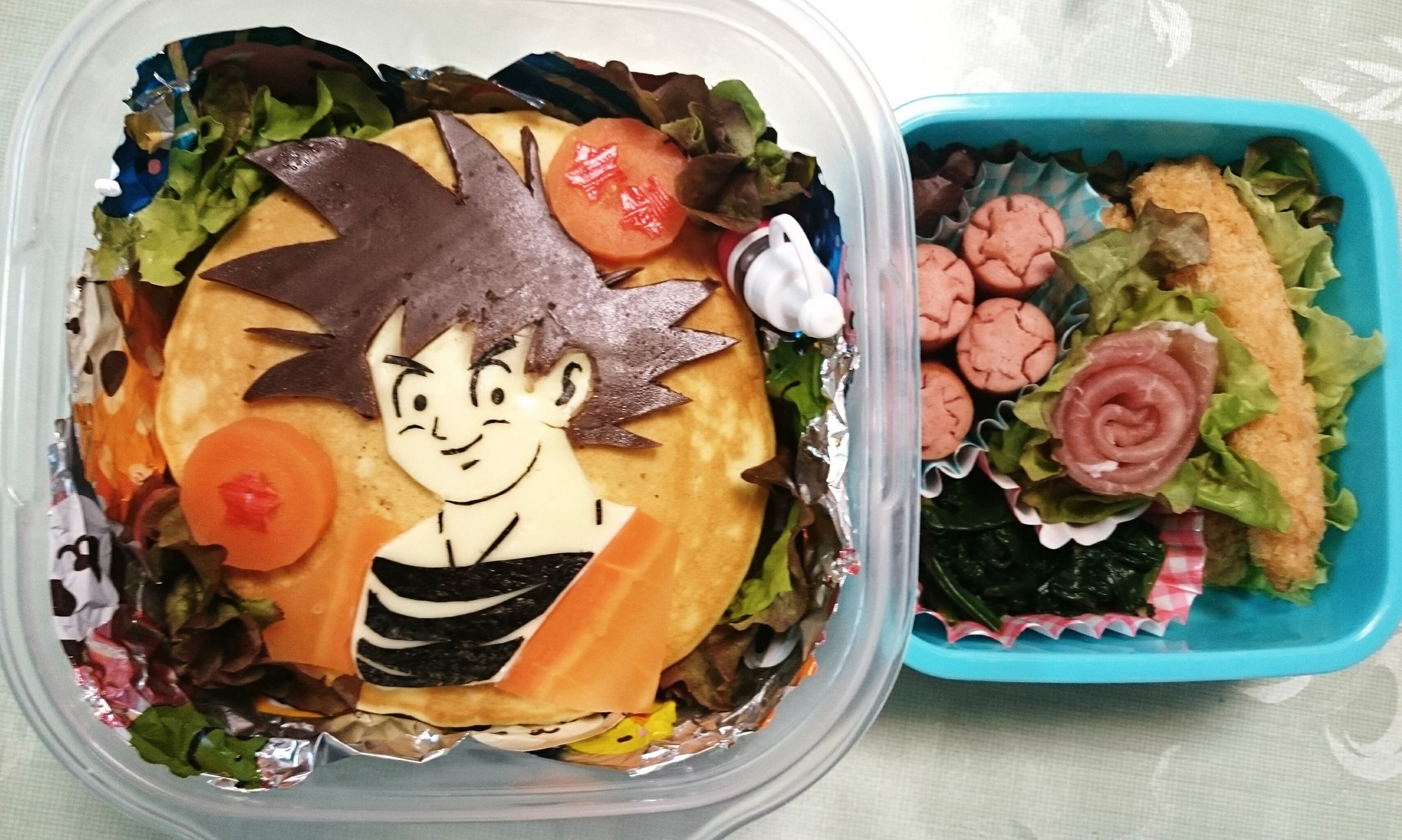 しいこ 本日５月９日は悟空の日なんだって だから今日のお弁当は ドラゴンボール超の孫悟空です ドラゴンボール超 孫悟空 悟空の日 キャラ弁 パンケーキ T Co Geppzpeyan Twitter
