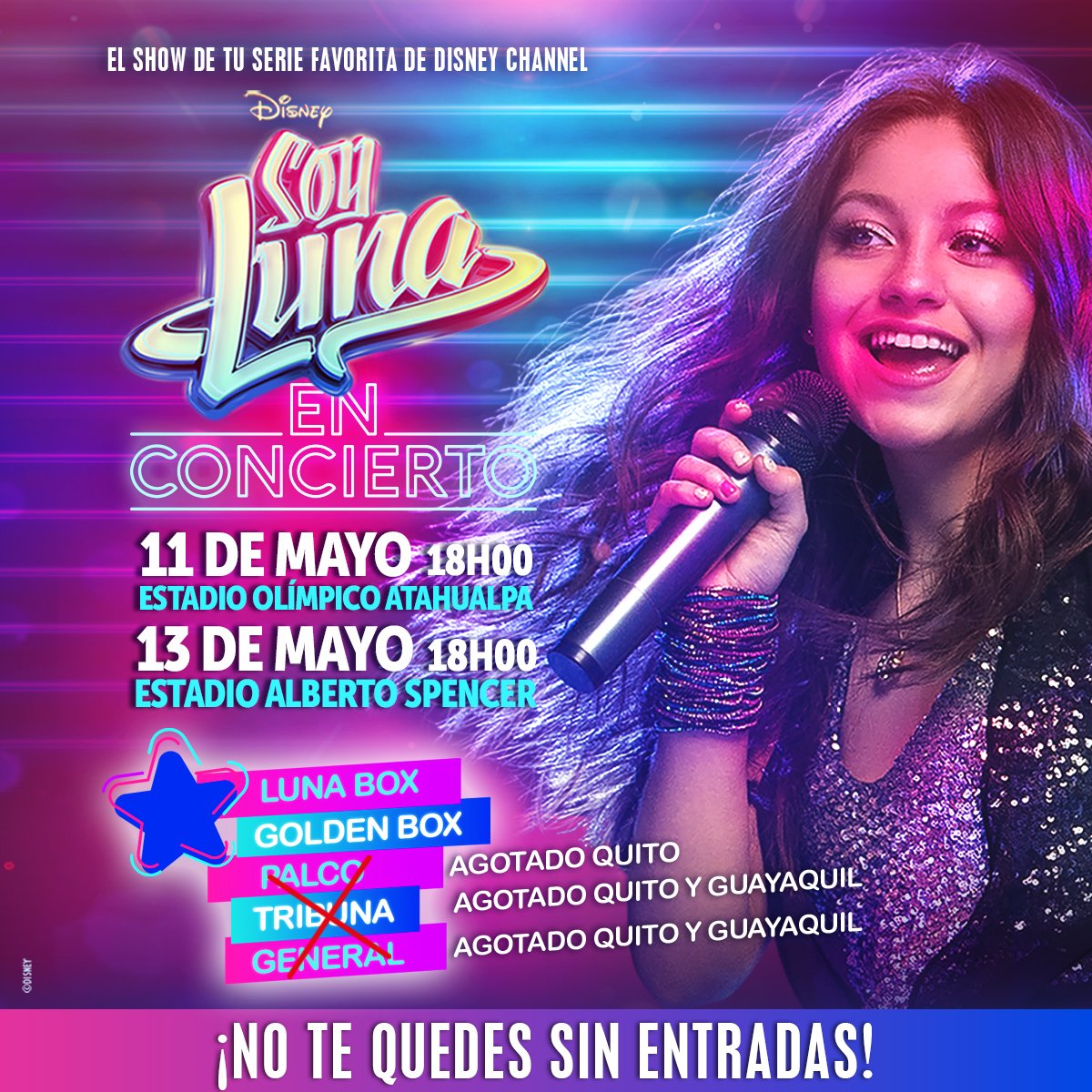 SoyLunaEC_'s tweet photo. ¡ATENCIÓN GUAYAQUIL Y QUITO! Ya solo quedan disponibles entradas para Golden Box y Luna Box. Compra las tuyas en @Ticketshow https://t.co/XIJAutTGVP