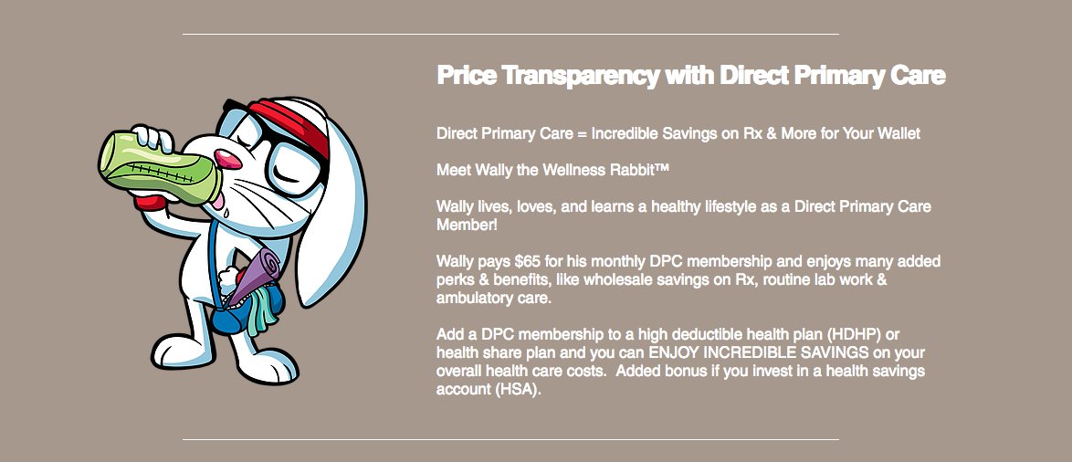 DPCNavigator's tweet photo. Want affordable healthcare?
Be Like Wally! Save w/ #wellnessmembership at #DirectPrimaryCare
https://t.co/PGUYjP3HjM
#PriceTransparency #HSA https://t.co/6N1TrRs1Xv