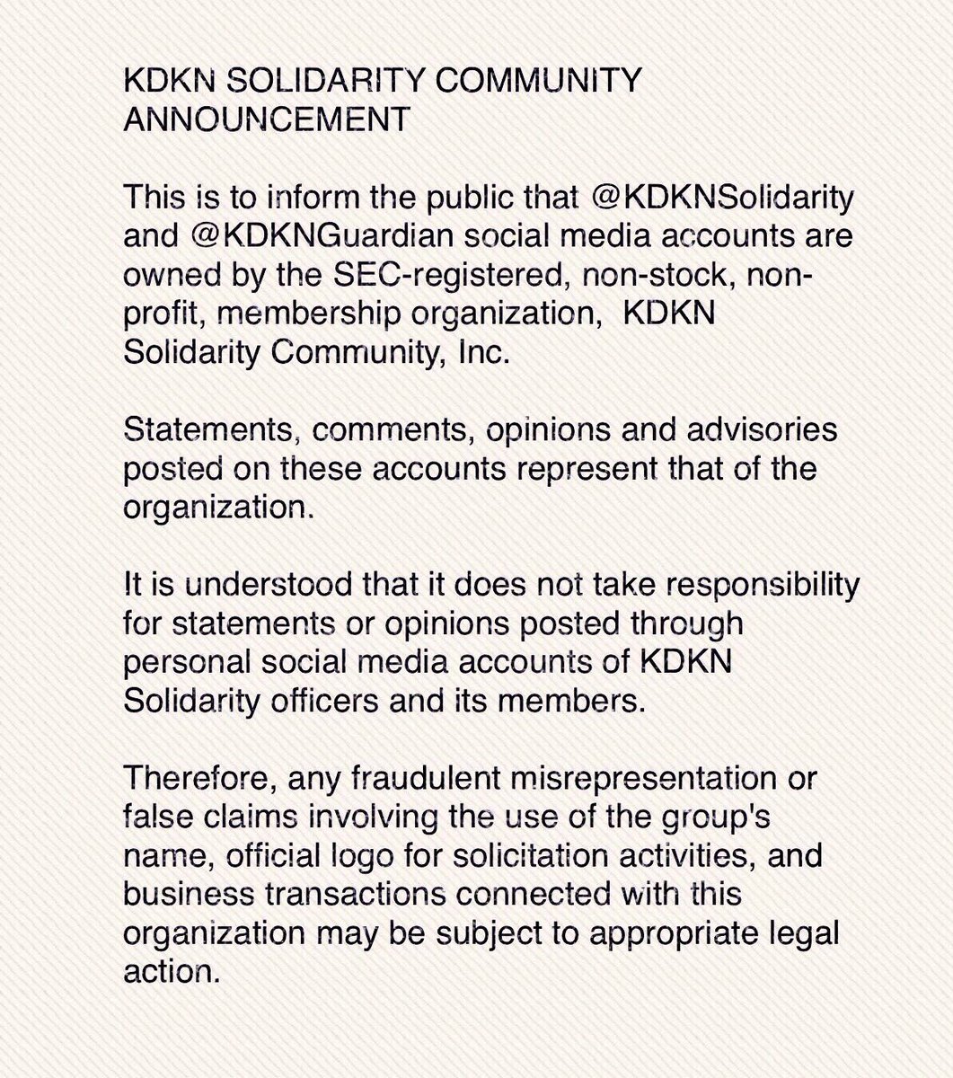 KindKath's tweet image. KDKN Solidarity Community, Inc. Announcement @min_bernardo @Estada21Karla @armandcruz3 @anamarielizalim