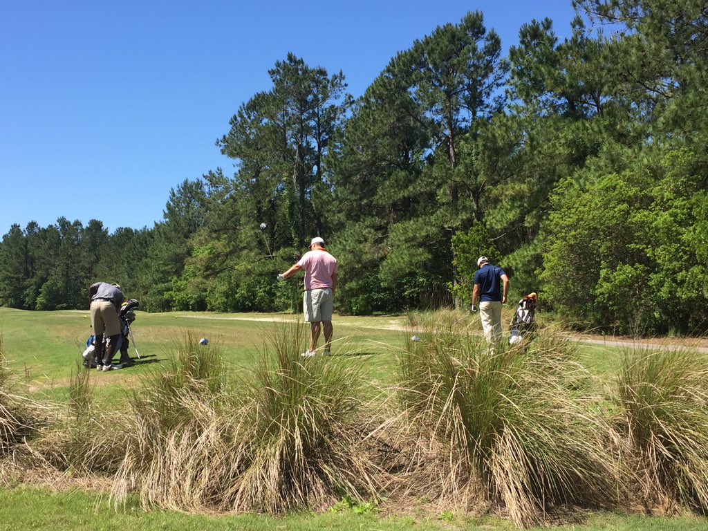 <a href="/AynorHighSchool/">Aynor High School</a>'s Owen Barnhill (far right) prepares to tee off in the Lower State Golf Tournament at Diamondback Country Club.