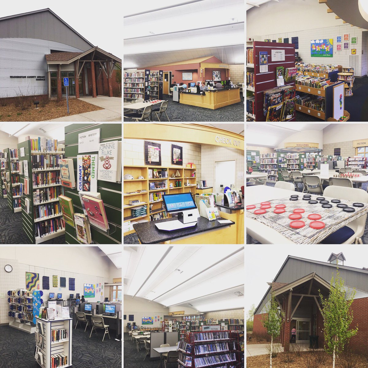 MeghanDavisVT's tweet photo. Visited the local library branch by our office after work to see the new #selfCheck500. Cute branch, cute selfCheck! https://t.co/HwFqoP53i6