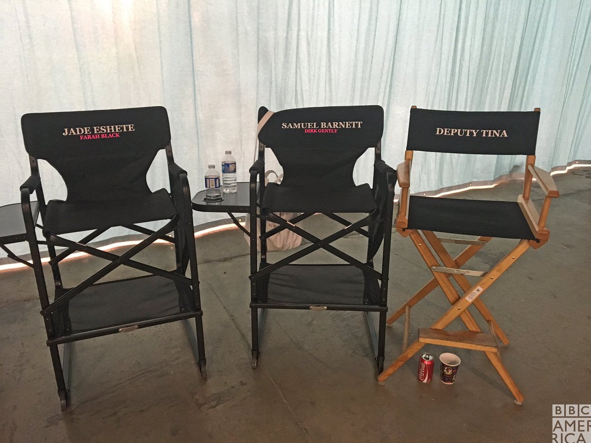 DirkGentlyBBCA's tweet image. We don&apos;t know who mr Woods and Samuel Burnadette are but they look awfully familiar. Happy first day of production on #DirkGently season 2!