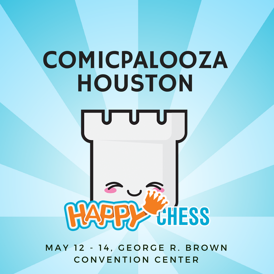 happychessgame's tweet photo. Heading to #Comicpalooza in Houston this weekend? Swing by our booth to give #HappyChess a try and score some awesome swag, too! https://t.co/FWe2L5sjPJ