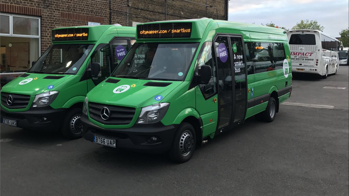 ImpactBusCoach's tweet image. The new Citymapper buses leaving the depot this morning! Looking smart! Exciting times @Citymapper #smartercities