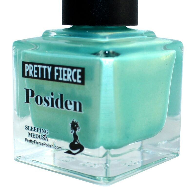 Posiden | Mermaid Collection ♡ A Light Mint (Mermaid) Green Shimmer #NailPolish with Gold Flecks! PrettyFiercePolish.com/collections/pr… #Nails