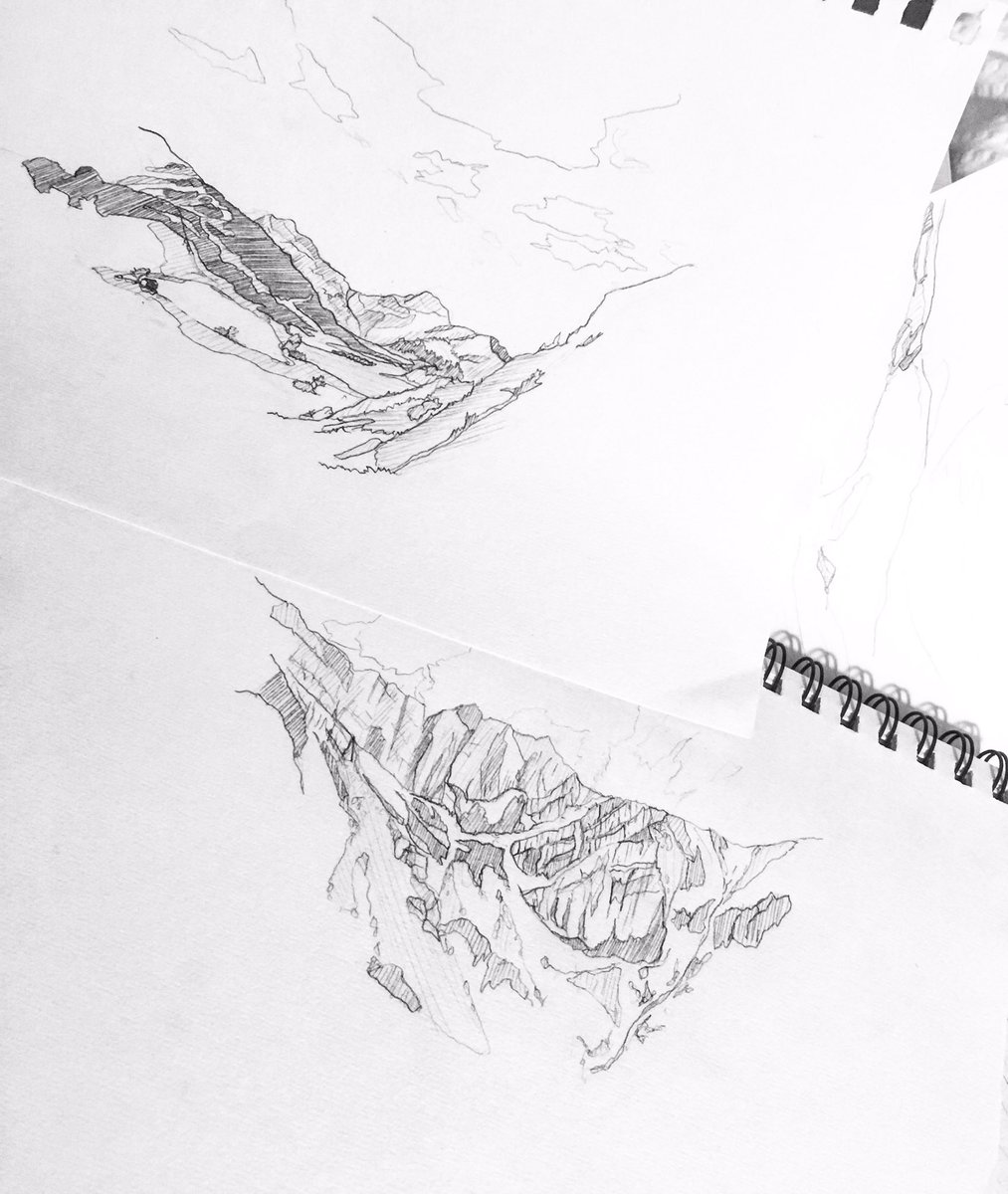 PalaeoLoser's tweet photo. some quick sketches of views in snowdonia🏔 #fieldtrip https://t.co/YiX1yFzkW2