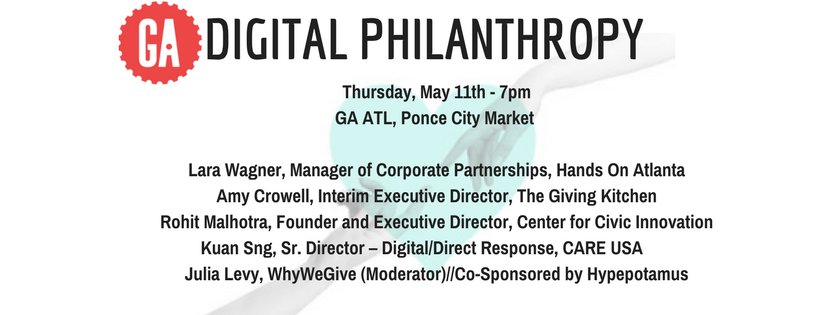 Looking forward to #ATLtech #philanthropy talk @_GAAtlanta 5/11 @givingkitchen <a href="/CARE/">CARE (care.org)</a> <a href="/HandsOnAtlanta/">Hands On Atlanta</a> <a href="/civicatlanta/">Center for Civic Innovation</a> ga.co/2otT1Ey
