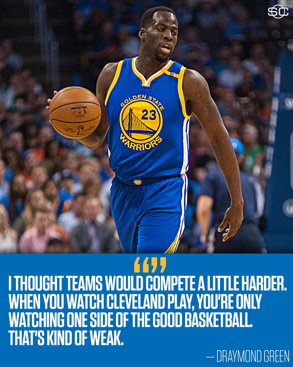 crsdscience's tweet photo. Draymond Green is disappointed in the level of competition the Cavaliers are... https://t.co/Ef5THQVG4I by #SportsCenter via @c0nvey https://t.co/SgmUOjGleQ