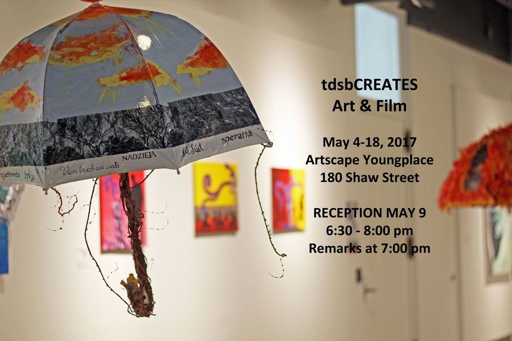 tdsbCREATES Art&amp;Film reception May 9, 6:30-8pm Artscape Youngplace, 180 Shaw St. See you there! <a href="/tdsb/">Toronto District School Board</a> <a href="/TorontoArts/">Toronto Arts Council & Toronto Arts Foundation</a> <a href="/PrologueArts/">Prologue Performing Arts</a>