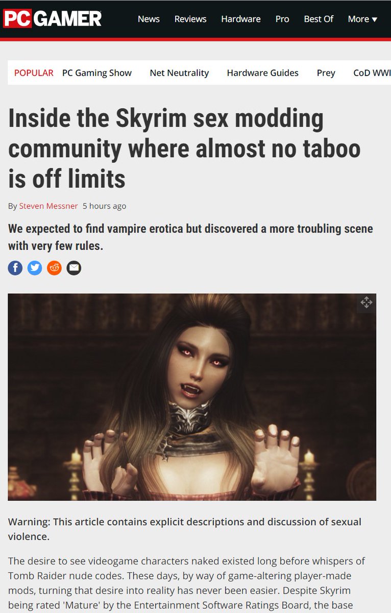 YourPalRags's tweet photo. When your PC Gamer article has a trigger warning in it... https://t.co/W3lDMNmkNR