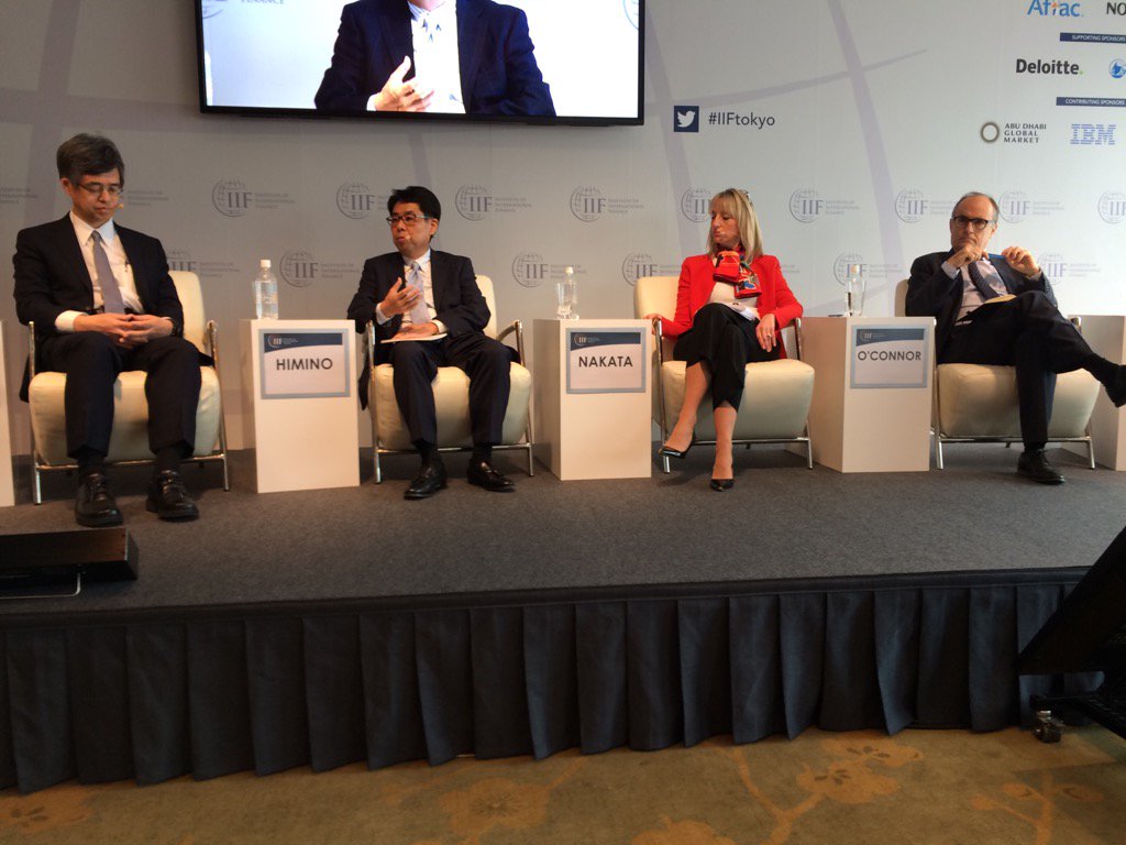 BradJCarr's tweet photo. @jpmorgan Sandie O'Connor: when banks are bound by Lev Ratio, you get bad outcomes, barbell balance sheets #IIFtokyo https://t.co/cK8HJj5xrv