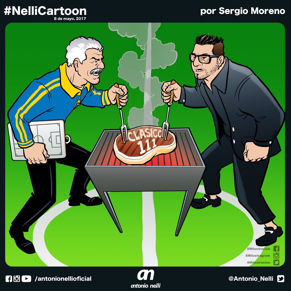 Antonio_Nelli's tweet photo. #NelliCartoon ¡Con toda la carne en el asador! #ClasicoRegio https://t.co/J24ECNY1Th