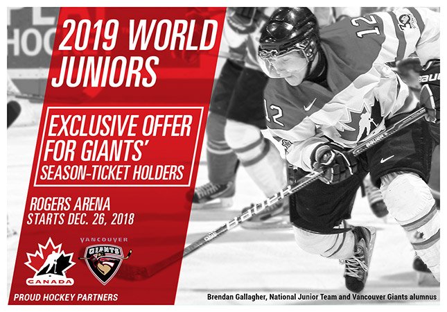 heyman_leonard's tweet photo. The World Juniors are coming back to BC! Secure your priority seating by becoming... https://t.co/eF2AvGjlio by #WHLGiants via @c0nvey https://t.co/7N8PfkSOvJ