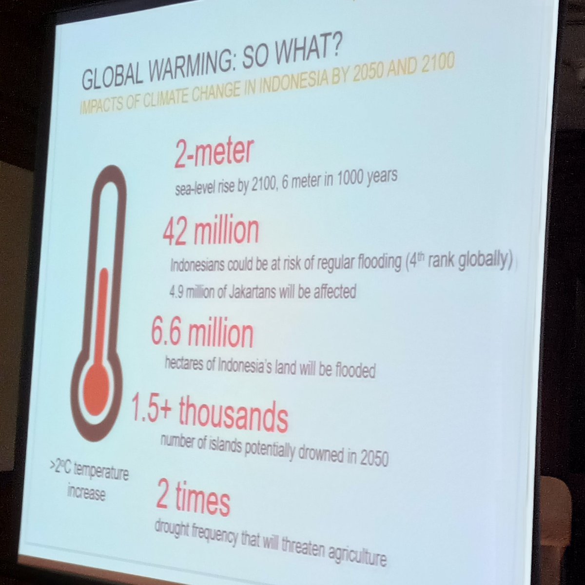 ReadiProject's tweet photo. Impact of climate change in Indonesia: 2 meter sea level rise by 2100. #ReadiProject #ReadiWorkshop @CanEmbIndonesia @UWaterloo https://t.co/nmHyMKrmAF