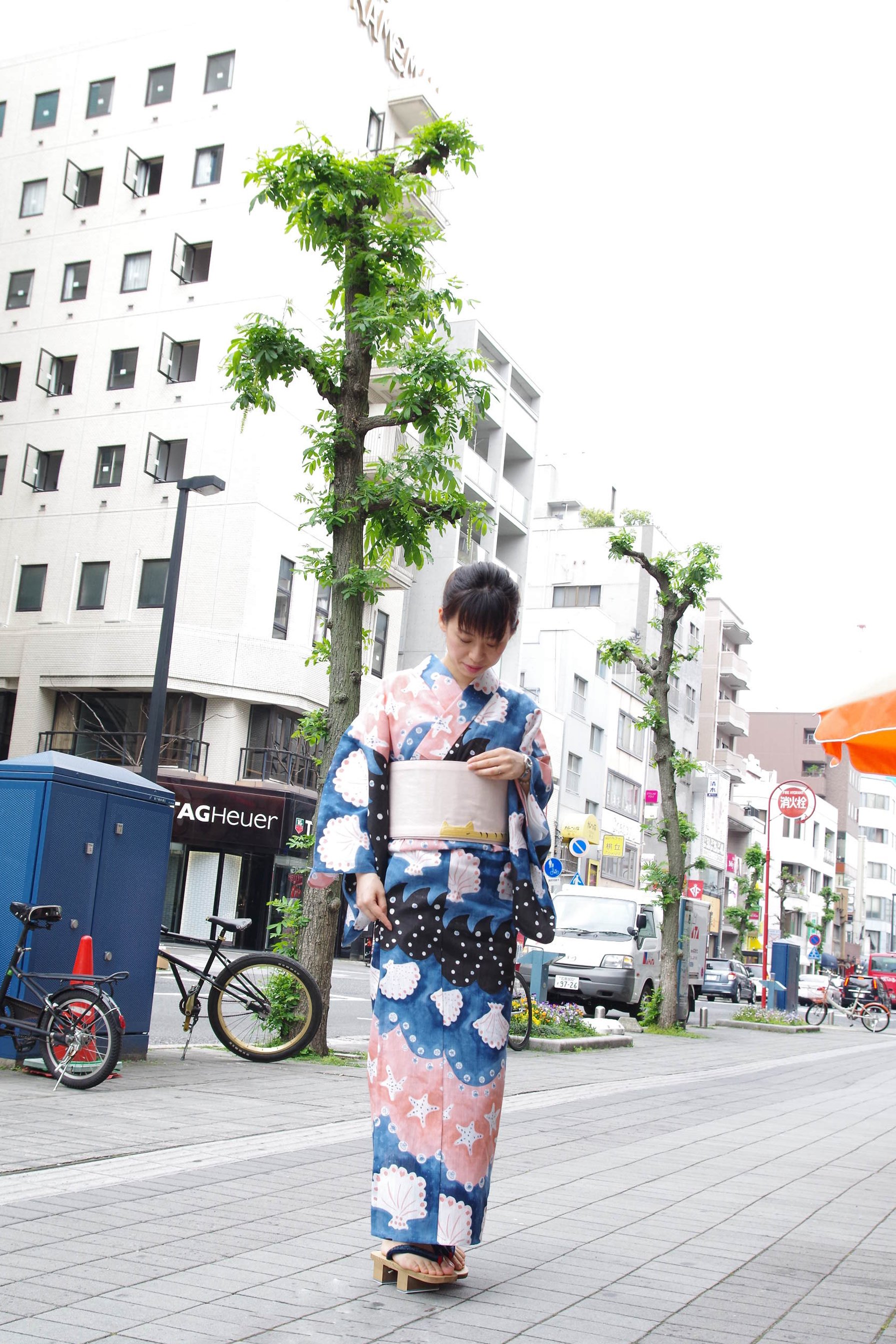 浴衣 tsumori chisato セオアルファ 海 貝 珊瑚 黒 ブラック 30