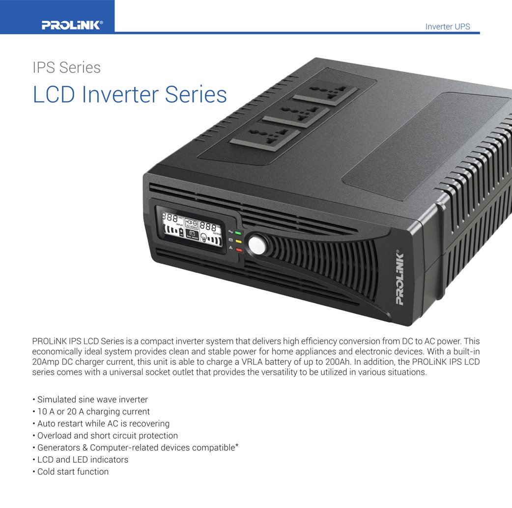 Prolinkindo's tweet photo. #PROLiNK IPS SERIES
LCD #Inverter Series 1200VA – 2400VA untuk #listrik yang bersih di #rumah atau #kantor Anda https://t.co/D1zV0tqS67 https://t.co/JIZVqQeVvi