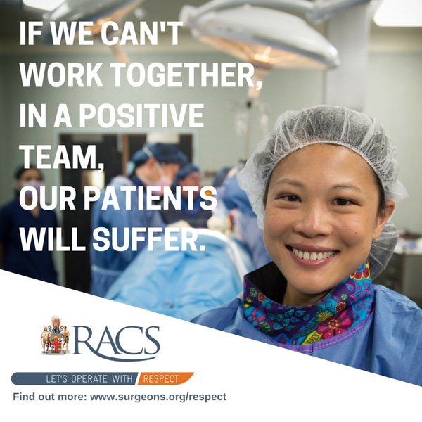 ozvascdoc's tweet photo. It's been a year since @RACSurgeons launched the "Let's #OperateWithRespect" campaign. Have we made a positive impact? #RACS17 https://t.co/BqY6A80wk3