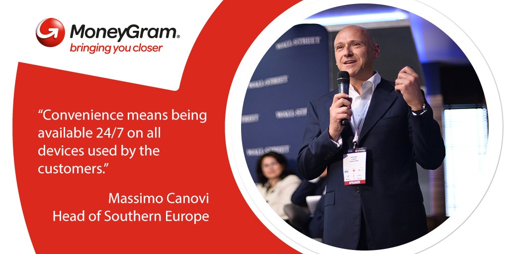 MoneyGram's tweet photo. Presenting #MoneyGram digital #innovations: #mobilepass #sendbot #kiosk at #futurebanking conference in #Romania @WallStreetRo https://t.co/fzCjw2HBXO