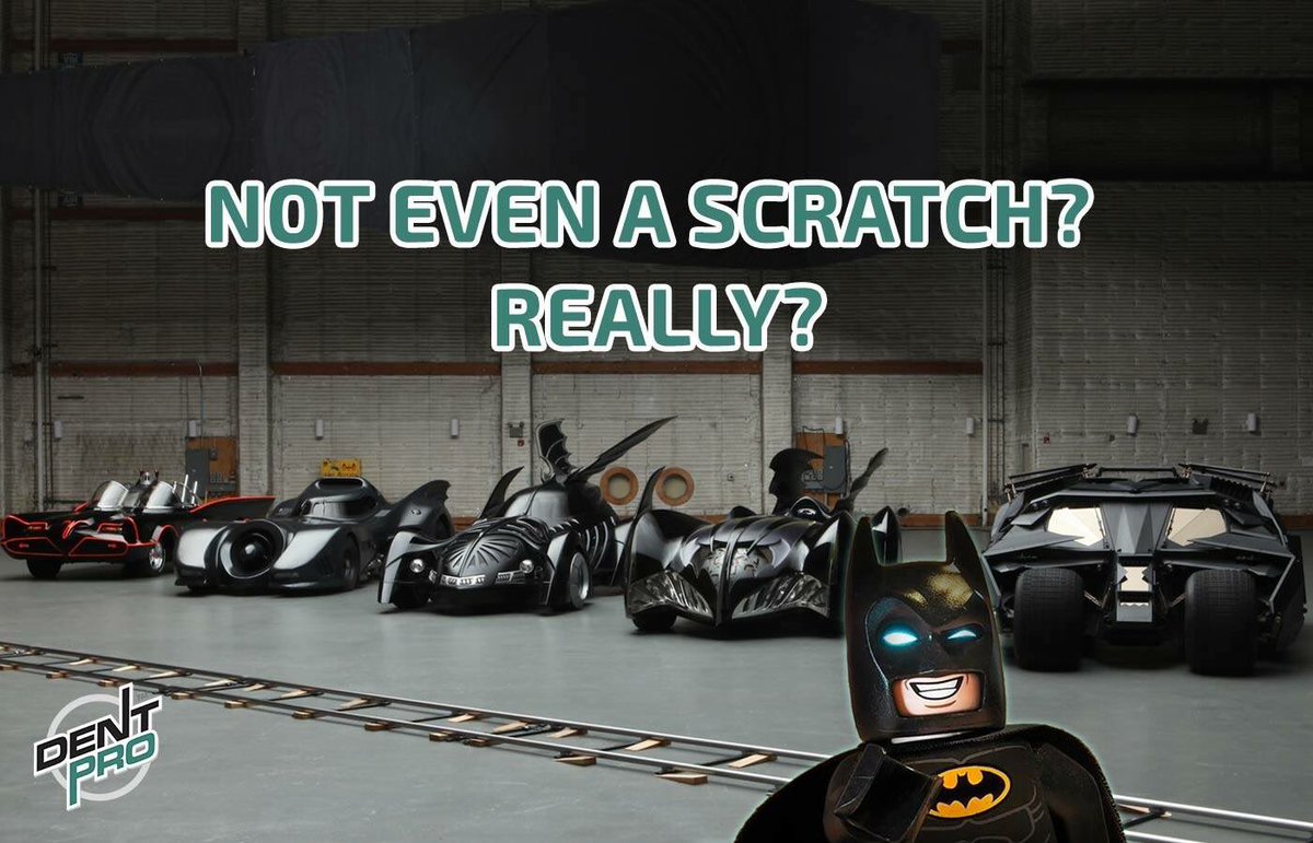 DentProIE's tweet photo. Hundreds of Car chases later...and the Bat-mobiles are all looking MINT! We're OK with Bullet Proof... but Scratch Proof? #DentProIE https://t.co/VDmMZeZgj8