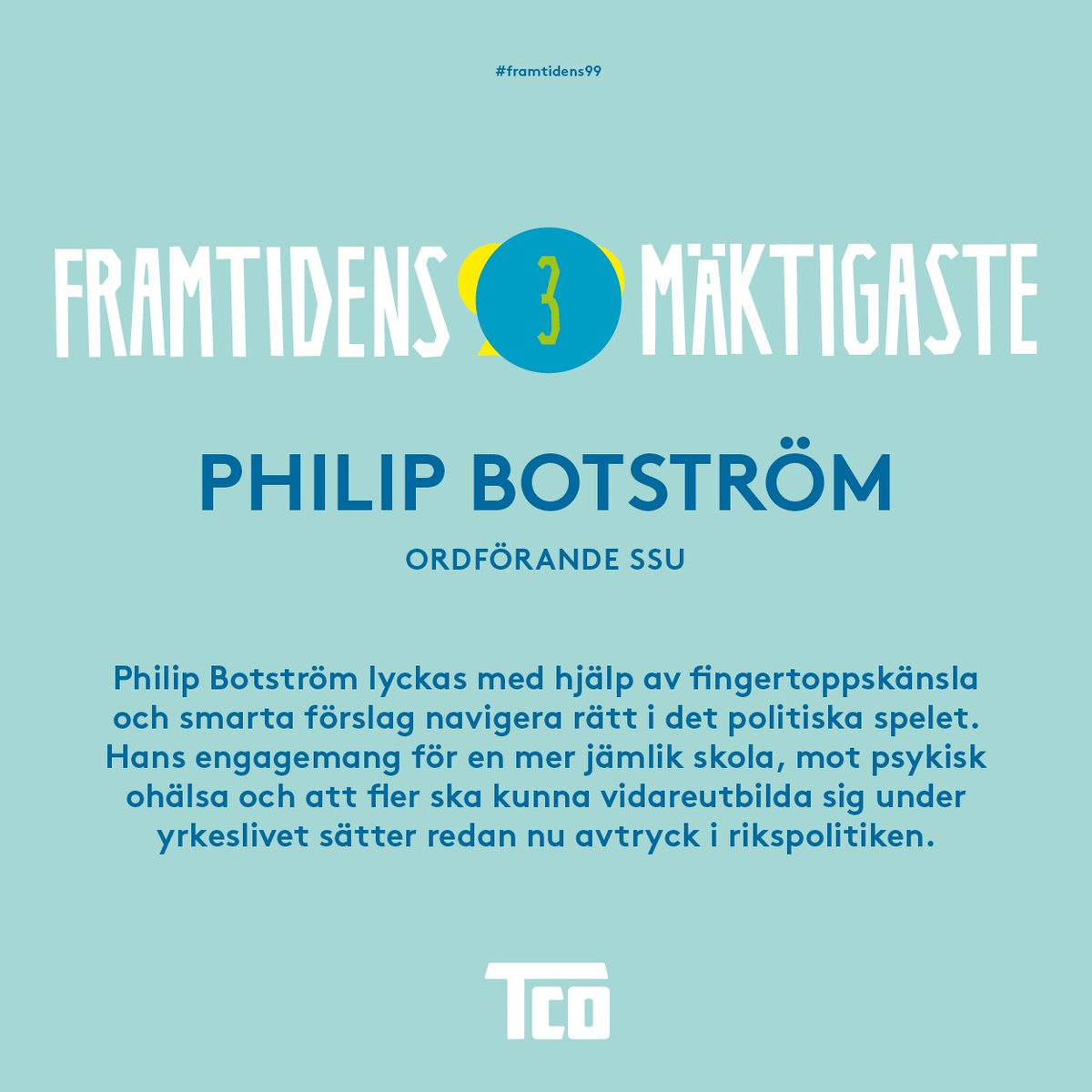 Eva_Nordmark's tweet photo. På plats 3: @philipbotstrom @ssu_sverige Grattis Philip! Hoppas på många givande samtal i framtiden. #framtidens99 https://t.co/dZIqU9Z4BP