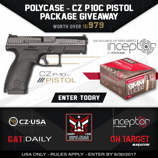 Win The PolyCase - CZ P-10C Pistol Package Giveaway! USA ONLY - RULES APPLY - Ends 6/30/2017. Enter For Free Here: eql.us/z43