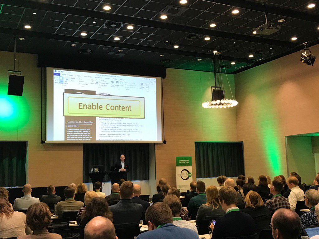 juhaant's tweet photo. Don't click #EnableContent in #office say's @mikko. It's different than #EnableEditing. #spohpr https://t.co/1q7c3sIOpP