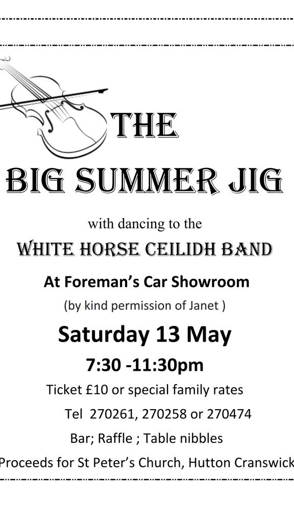 Hey come to <a href="/stpetershc/">St Peter's Church</a> #bigsummerjig with the #whitehorseceildahband and enjoy a bottle of <a href="/woldtopbrewery/">Wold Top Brewery</a> #woldgold or two please RT