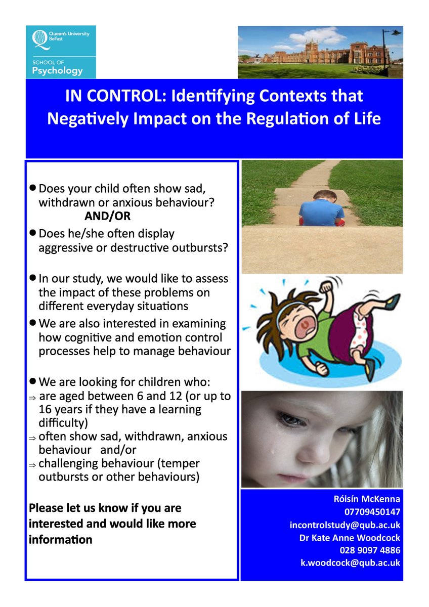 roemck24's tweet photo. @sensationsni Can you pls retweet to assist in important research at QUB for children with emotional &amp; behavioural difficulties. Thanks! https://t.co/sBYyR7TNn1