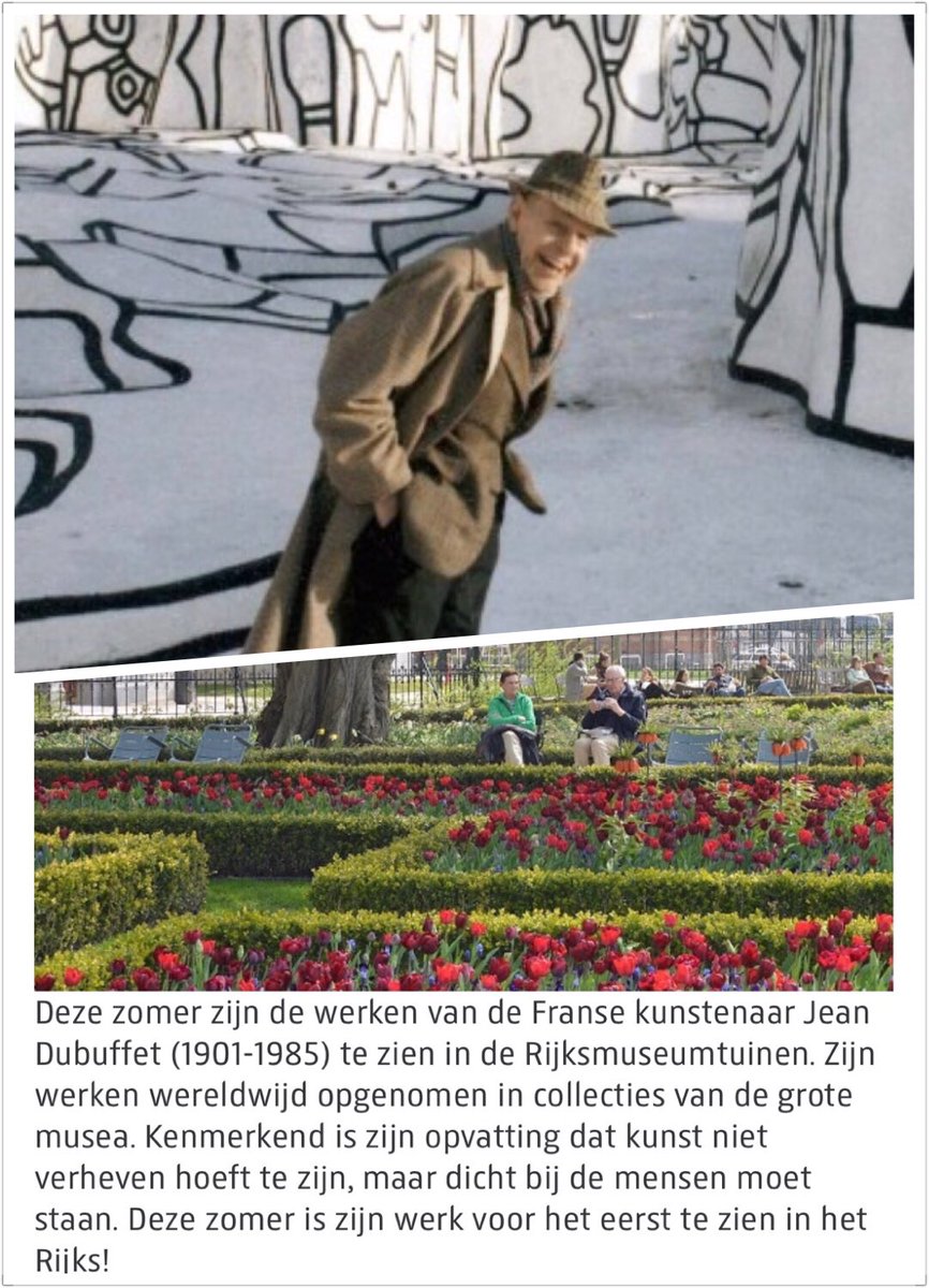 Wat leuk <a href="/rijksmuseum/">Rijksmuseum</a> dat jullie deze zomer voor het eerst werken van #JeanDubuffet in het Rijks tonen #Rijksmuseumtuinen