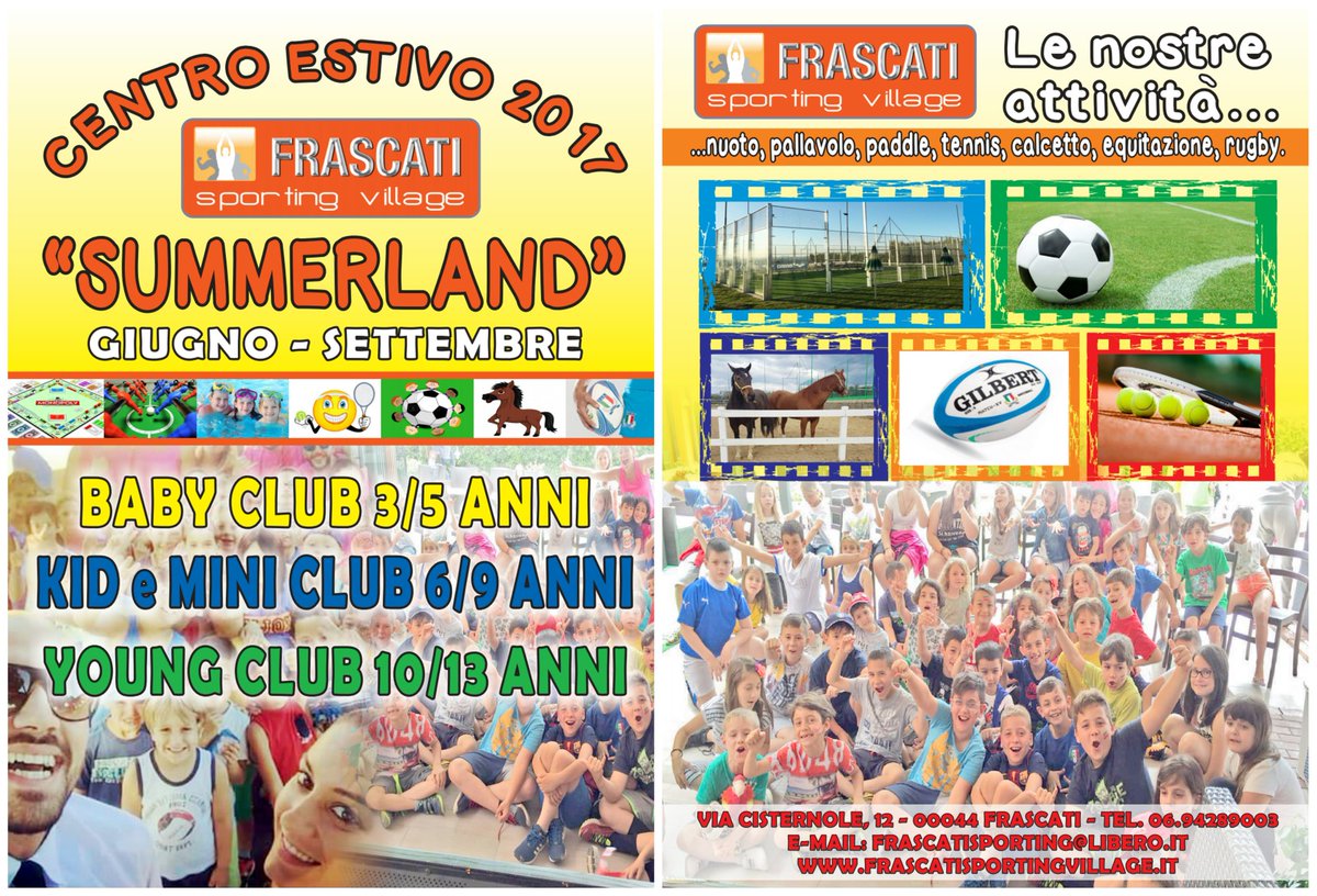 Il FRASCATI SPORTING VILLAGE propone "Summerland". Vai a scoprire lo sconto a te riservato. Per info: Via Cisternole 12; Tel 0694289003.