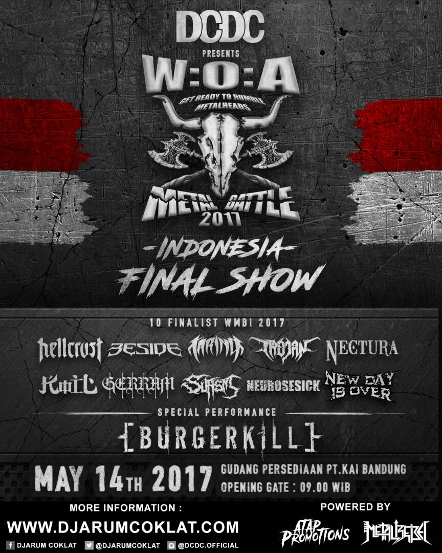 Indonesia! 
Bersiap untuk final show "Wacken Metal Battle Indonesia" 
hari Minggu, 14 Mei 2017 di Gudang PT. KAI Bandung

#wackenmetalbattle