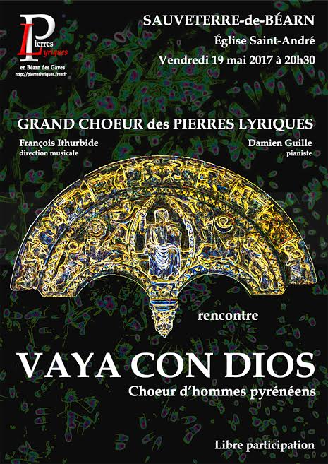 le 19 mai à 20h30 à l'Église Saint-André de Sauveterre, Rencontres Chorales avec le Grand Choeur et Vaya con Dios, choeur d'hommes pyrénéens