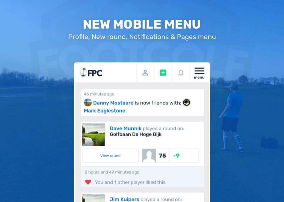 footgolfplayers's tweet photo. Update! 

- Mobile version updated. 
Easier to see, Easier to work with.

- Like button added.
Let friends know you like their round.

#fpc https://t.co/WPHB56y9fL