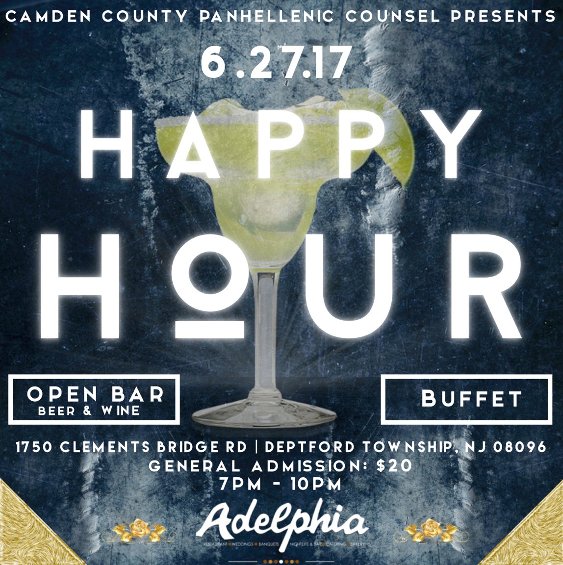 Join us for Happy Hour on 6/27 @ #Adelphia! <a href="/ZPBGammaNuZeta/">The Mother Pearl of NJ</a>   <a href="/ZetaRhoSigma/">ZetaRhoSigma1914</a> <a href="/DSTNJGCAlumnae/">DeltaSigmaThetaNJGCA</a> <a href="/KappasofBurlCam/">KappasofBurlCam.org</a> @EpsilonEtaSigma <a href="/ThetaPiOmega/">Theta Pi Omega</a>