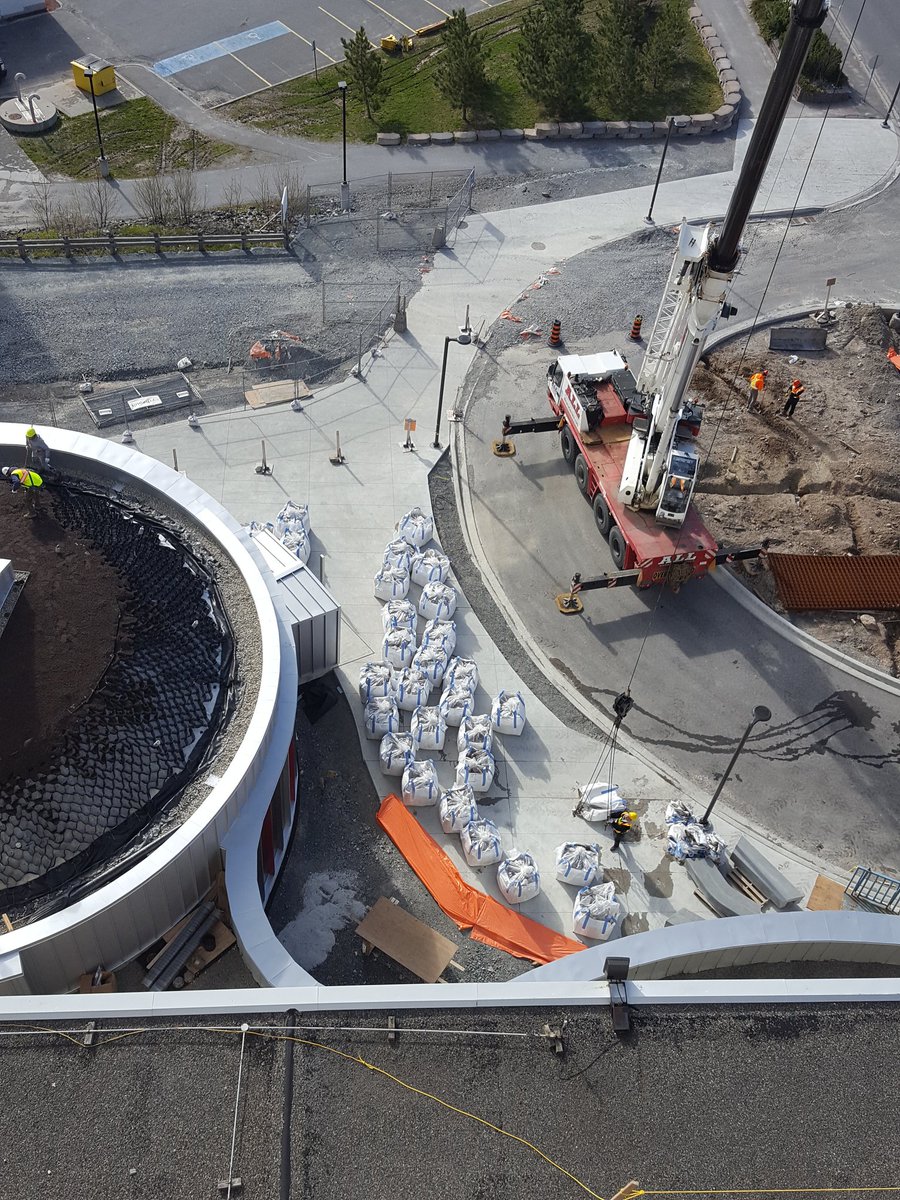 sjlehtimaki's tweet photo. Watching things come up #green this morning as soil added to ISLC roof for #greenroof @LaurentianU.  #campusmod #lul #cantwait https://t.co/tRf1T4ugN0