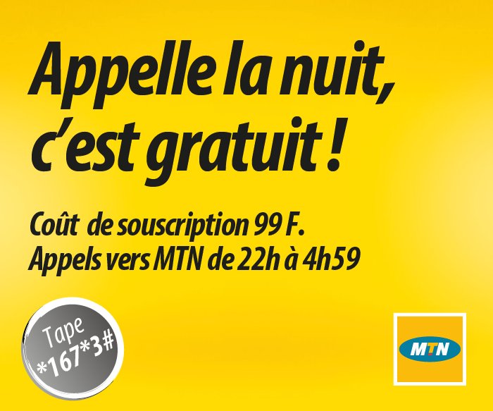 MTNCameroon's tweet photo. @NaOmi_Audreyy De 22h à 5h cette fois 😉
#YelloNight https://t.co/SxzCHGg5kM