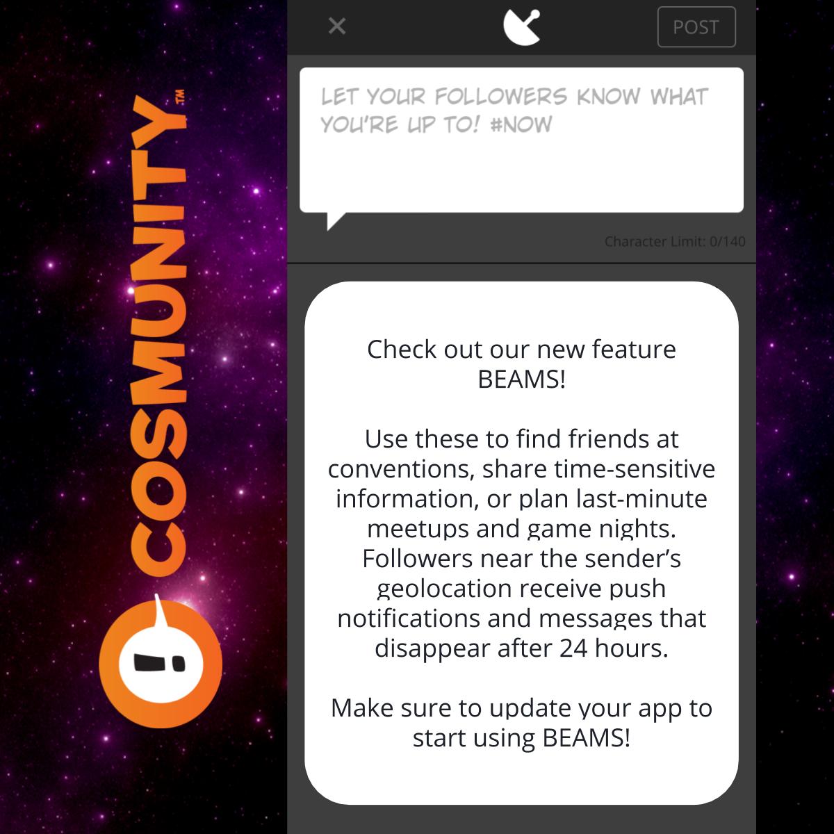 FanGuruHQ's tweet image. Have you updated your #Cosmunity app yet so you can start using BEAMS?