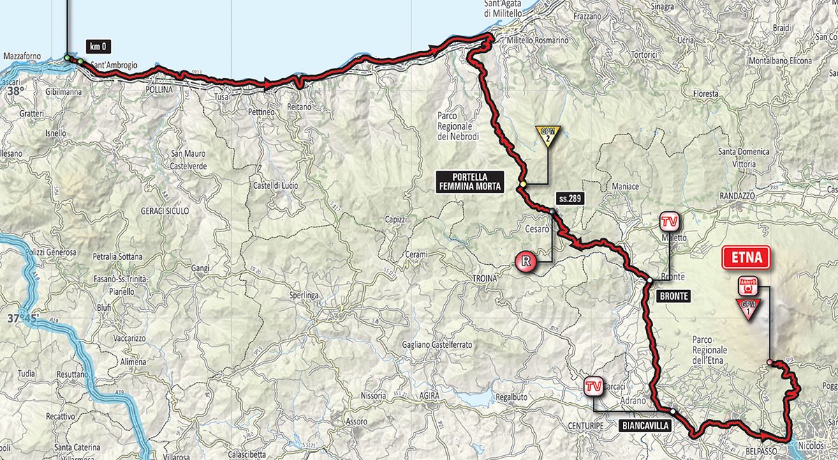 StradeAnas's tweet photo. #GirodItalia2017 #Giro100 oggi in #Sicilia: @giroditalia tappa #4 Cefalù-Etna su #stradeanas - #SS113 #SS289 #SS120 #SS284 https://t.co/5TDW7MapKC