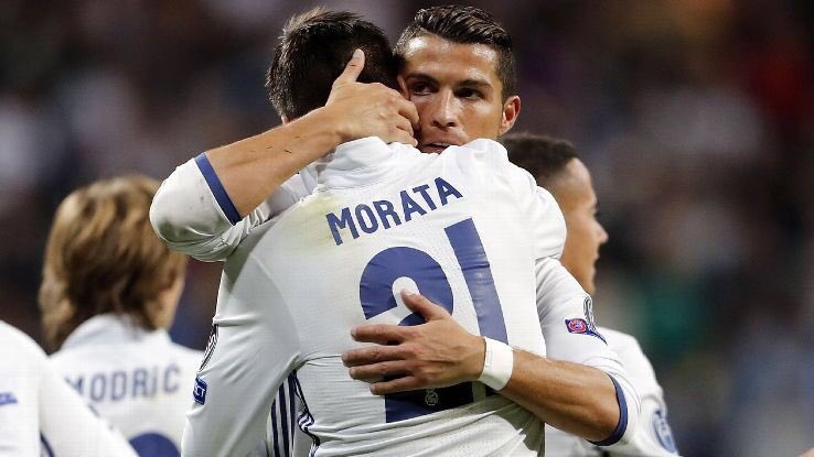 RMadrid_Stats's tweet photo. Goals + Assists in 2016/17

[46] Cristiano
[26] Morata
[22] James, Benzema
[17] Kroos
[16] Vazquez
[15] Isco
[14] Marcelo, Bale
[13] Asensio https://t.co/8wXoO4z1JP