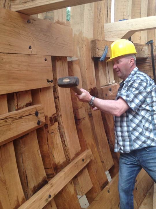 LabradorStraits's tweet photo. Red Bay delegation in Pasaia, drives nail in San Juan replica.  Great traditions alive, on both sides of Atlantic! https://t.co/ld2bhVhh0D