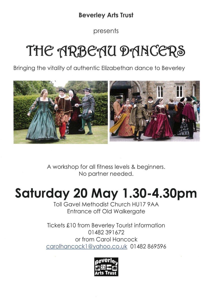 May 20th A chance to learn Elizabethan dance in Beverley. No experience necessary.