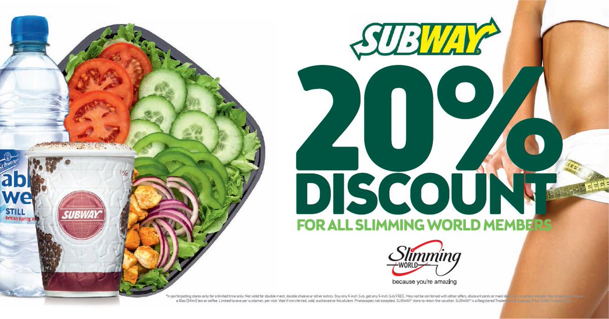 20% OFF all Subway Salads @ Subway Chineham &amp; Brighton Hill #Basingstoke. #slimmingworld